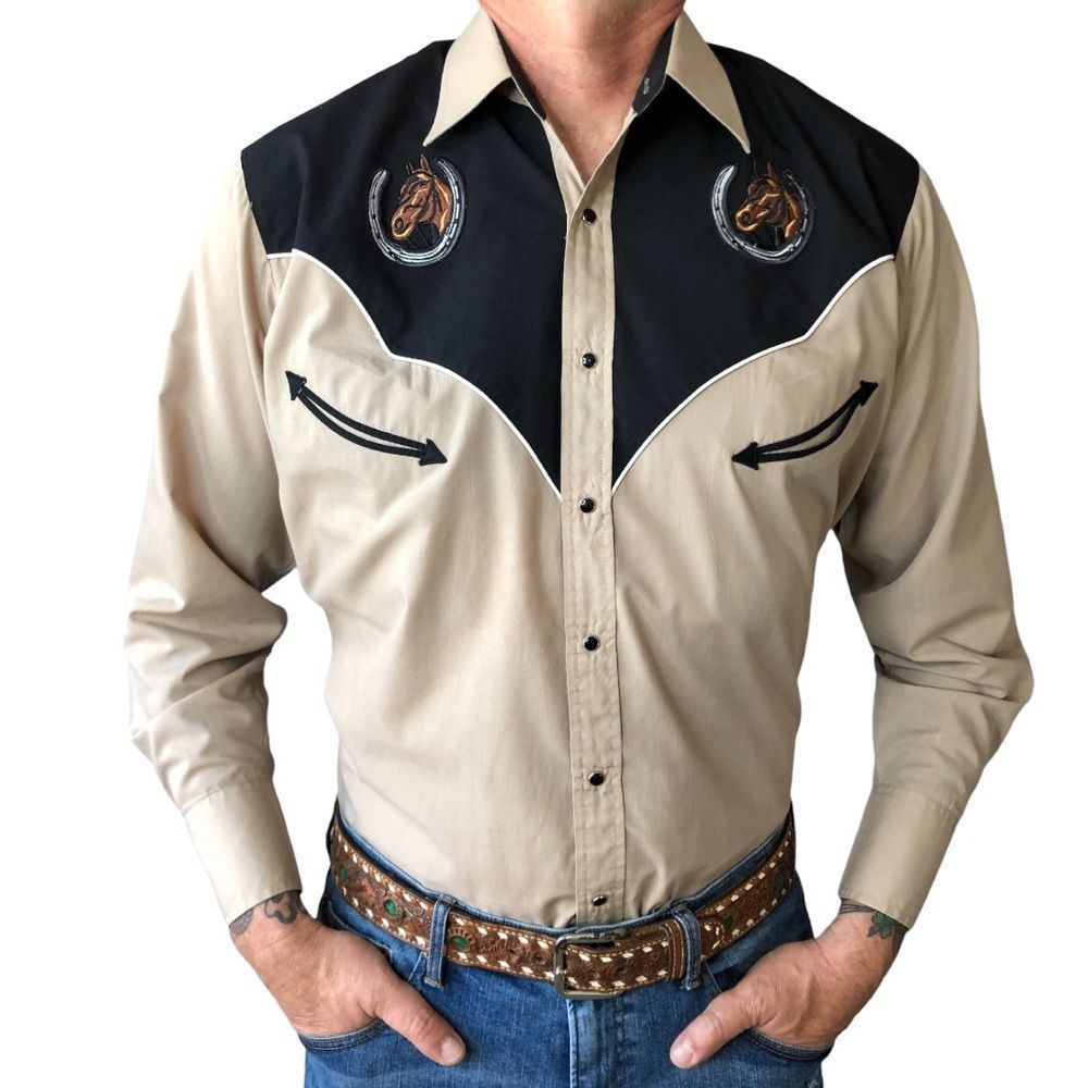 Vintage Ely Cattleman Smile Pocket Embroidered Western Shirt sz L